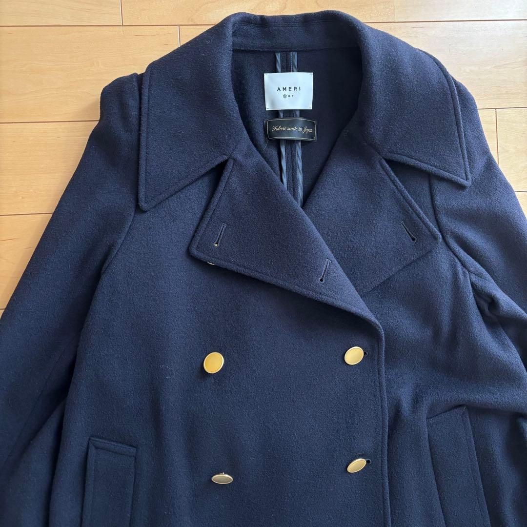 Ameri　CHARME FLARE LONG COAT ネイビー 金ボタン S