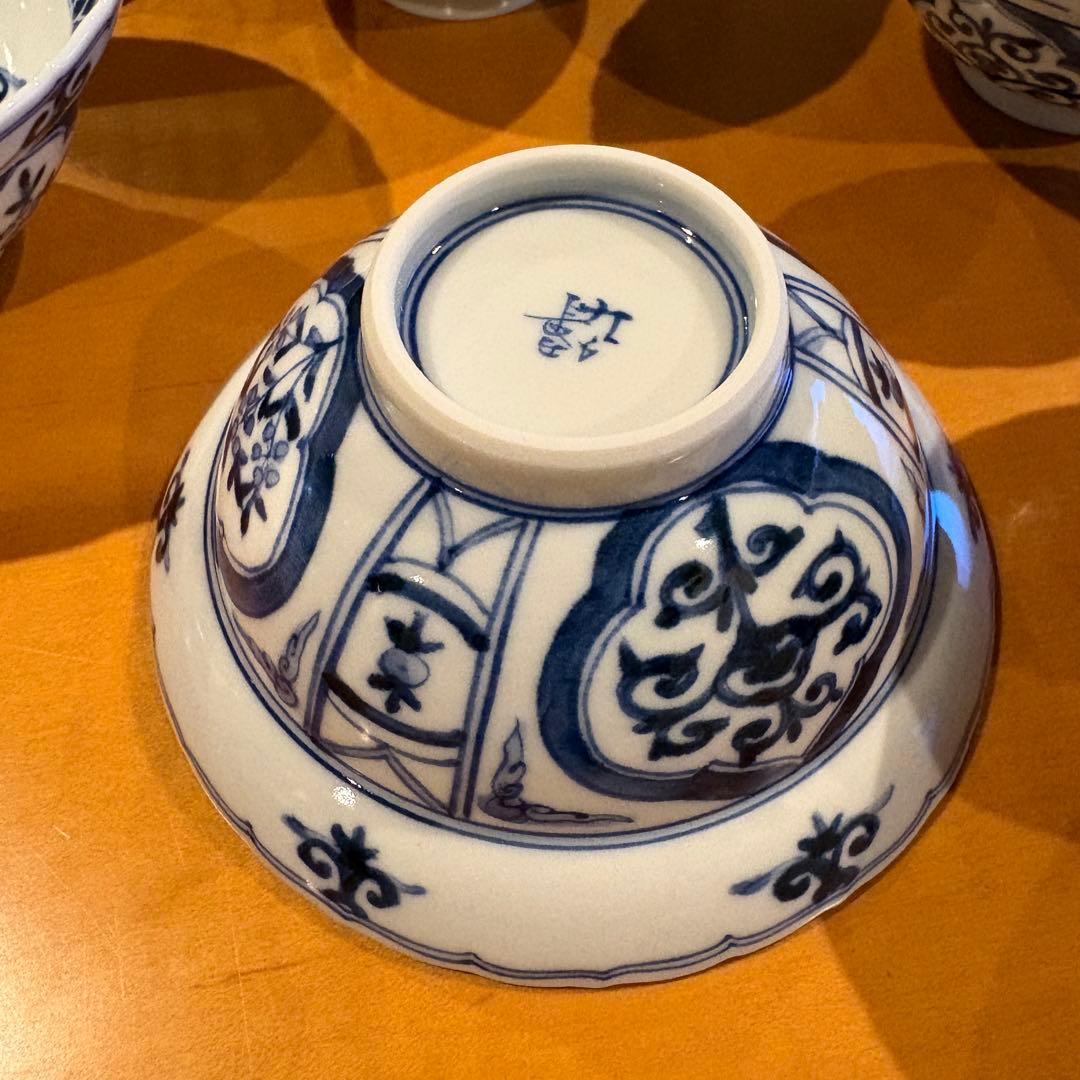 【宮内庁御用窯】4号小鉢揃 宝祥芙蓉手/山本長左 （木箱入り） 5皿セット