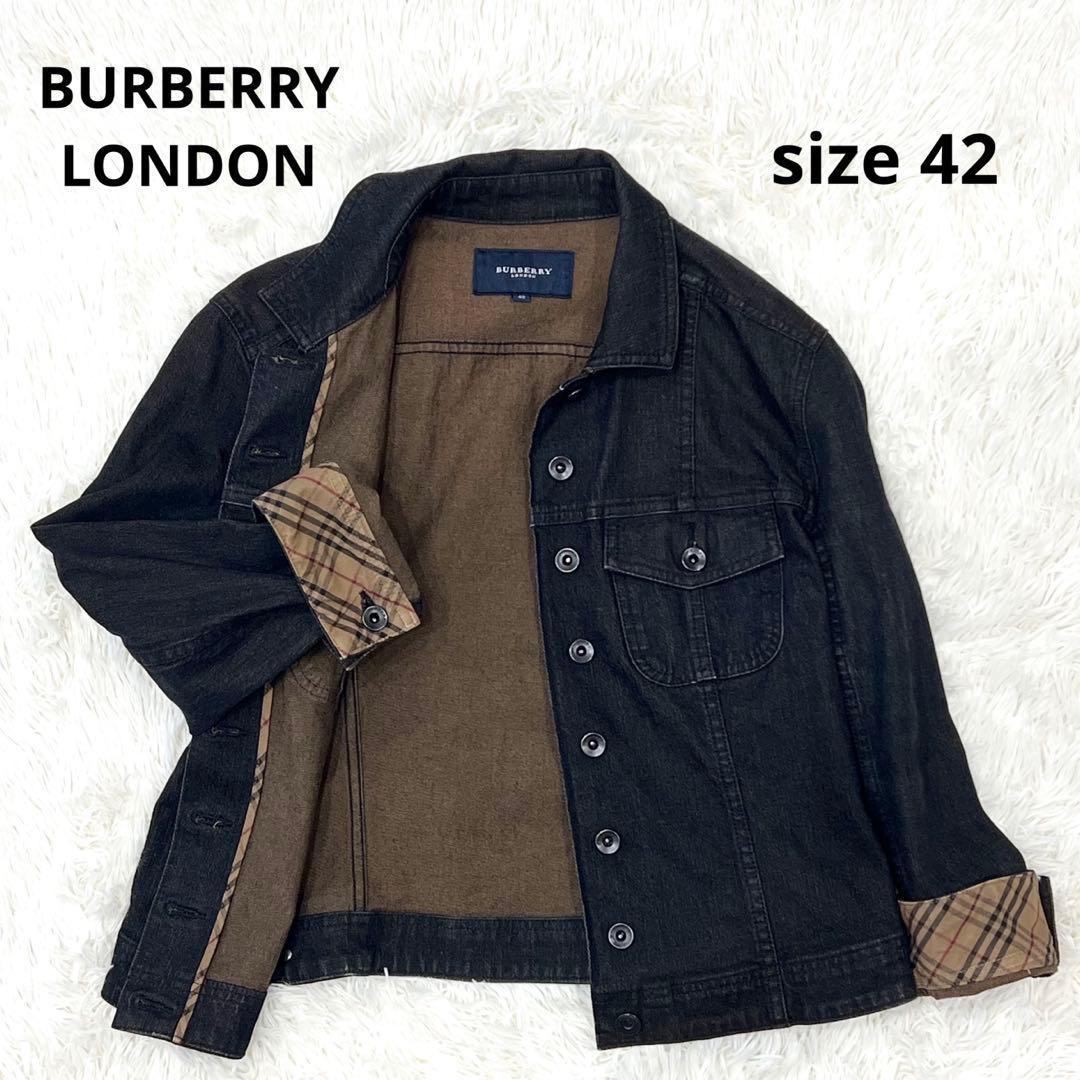 バーバリーロンドン デニムジャケット ノバチェック ブラック 42