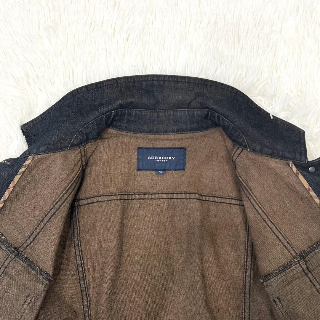 バーバリーロンドン デニムジャケット ノバチェック ブラック 42