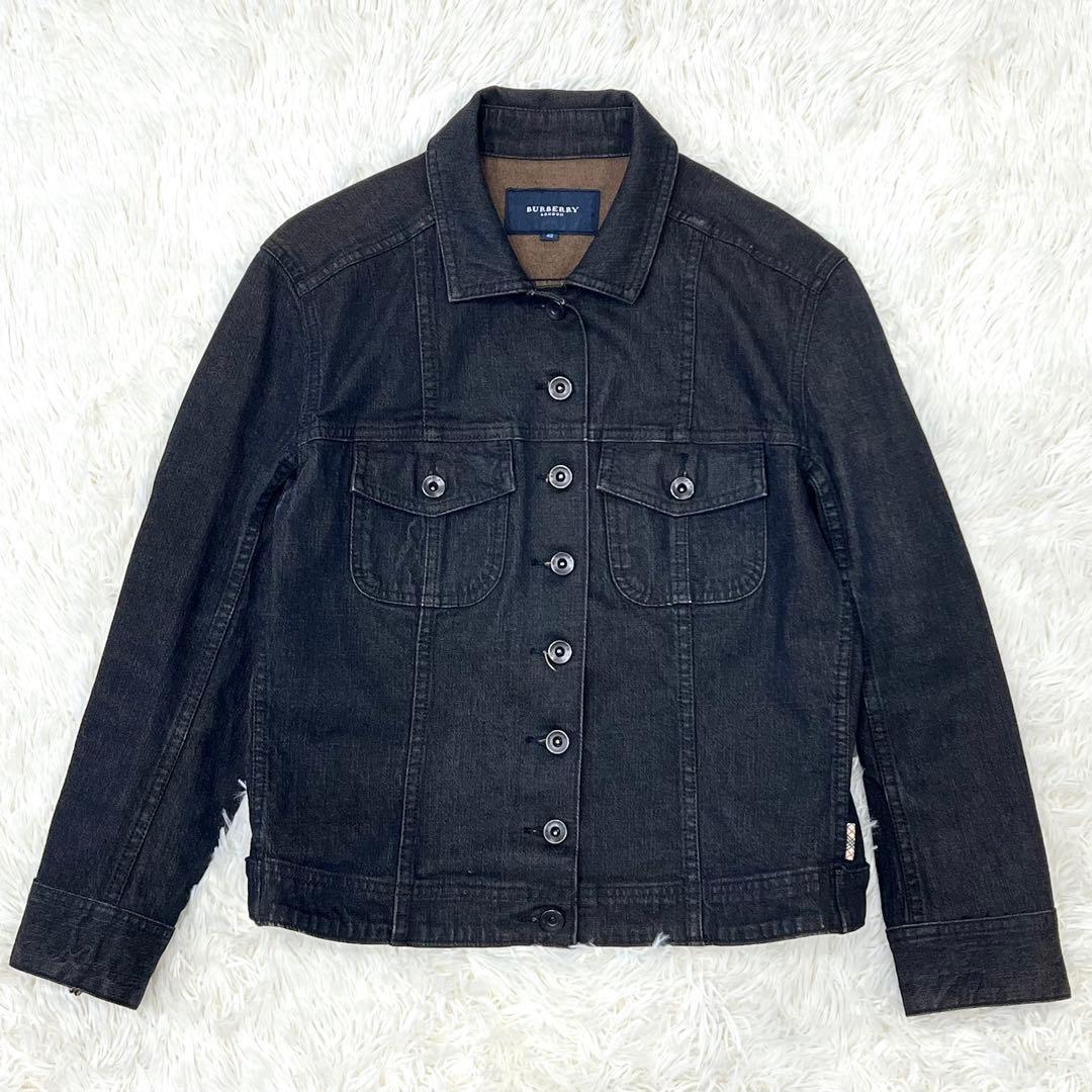 バーバリーロンドン デニムジャケット ノバチェック ブラック 42