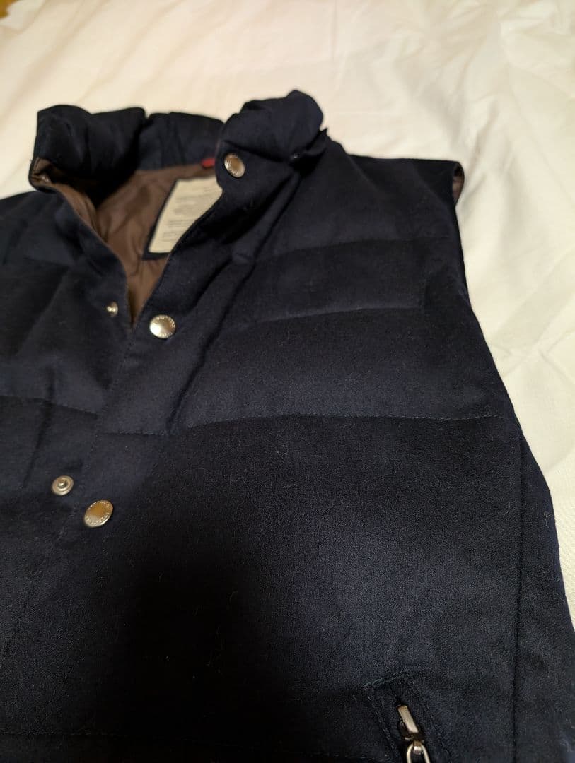 【美品】ブルネロクチネリ ダウンベスト XS ウール×カシミア ネイビー