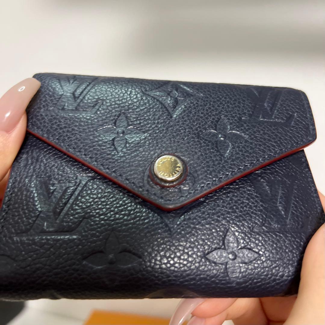 ルイヴィトン　ネイビー三つ折り財布　モノグラム　レディース