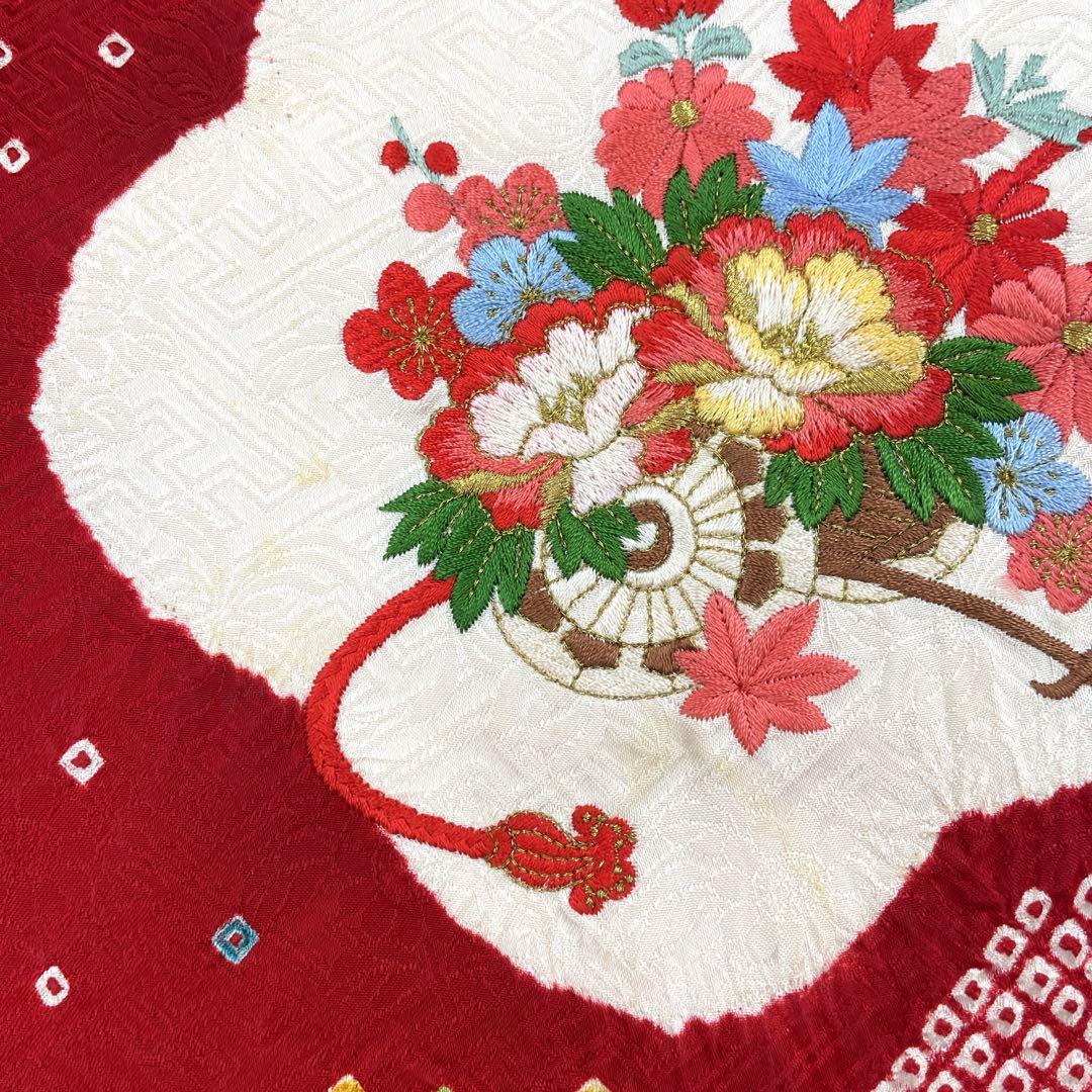 ◎mk-0028　女児　御祝着・襦袢 セット　絞り　刺繍　お宮参り　　10-2