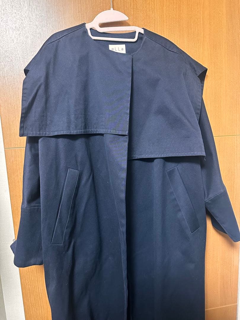 ella selectshop コットンツイルアシンメトリーコート ネイビー