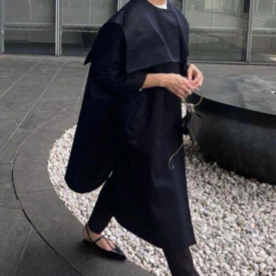 ella selectshop コットンツイルアシンメトリーコート ネイビー