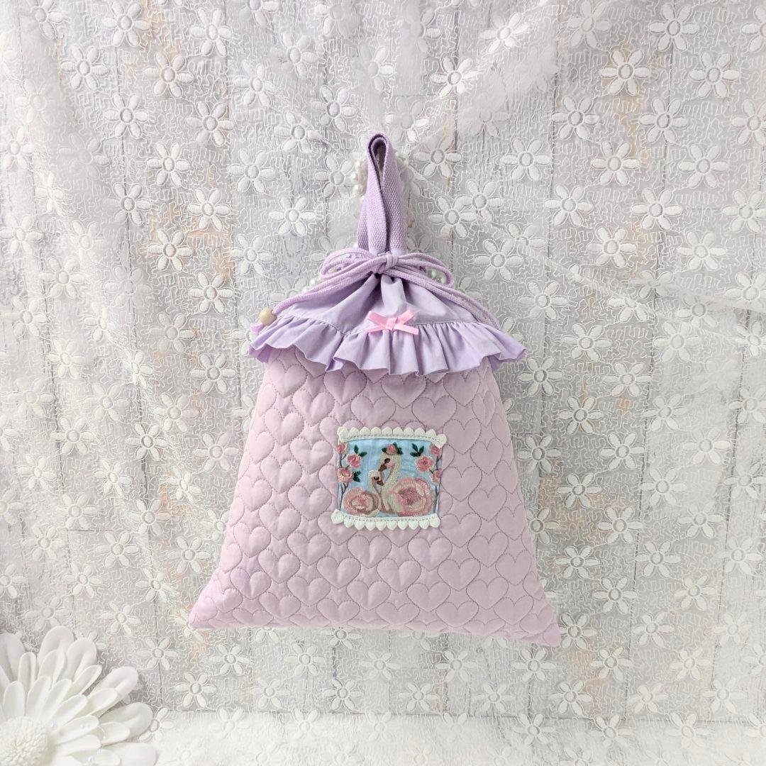 五十鈴ページ　入学3点セット等　ハートキルト　スワン刺繍リボン