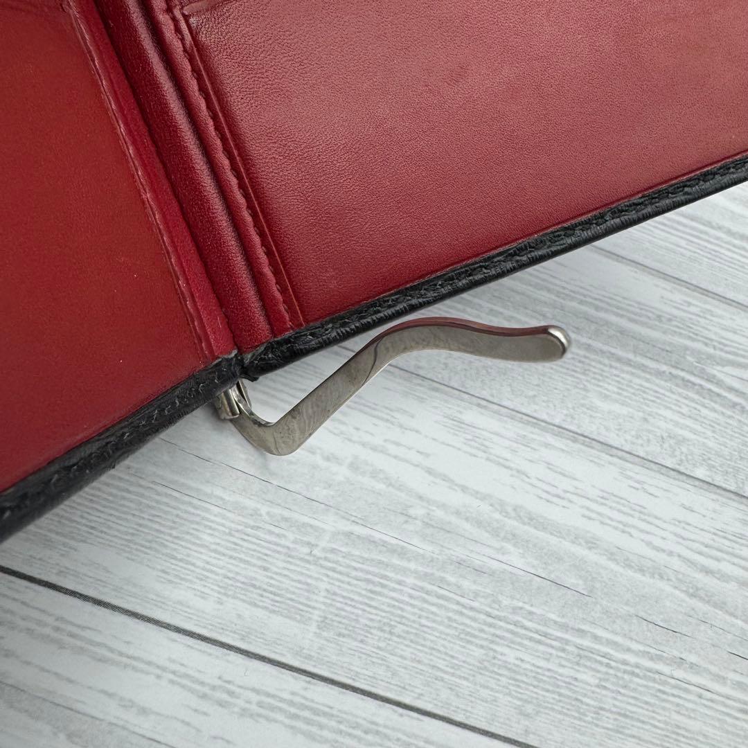 【美品】フェラガモ　マネークリップ　レザー　ロゴプレート　ブラック　レッド