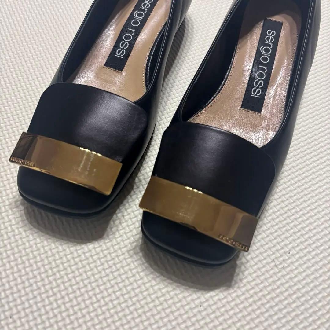 ◎美品 セルジオロッシ SR1 BALLERINA フラットパンプス 黒35