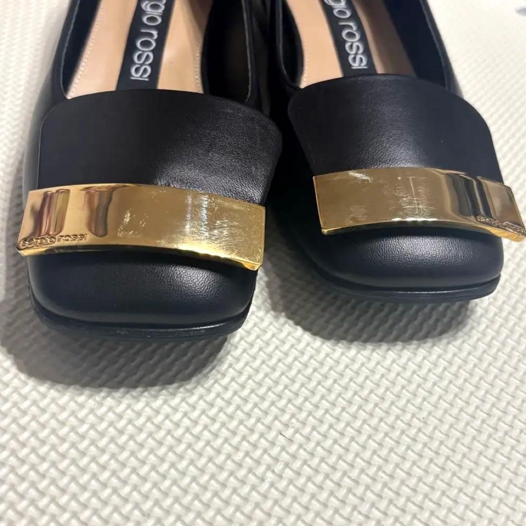 ◎美品 セルジオロッシ SR1 BALLERINA フラットパンプス 黒35