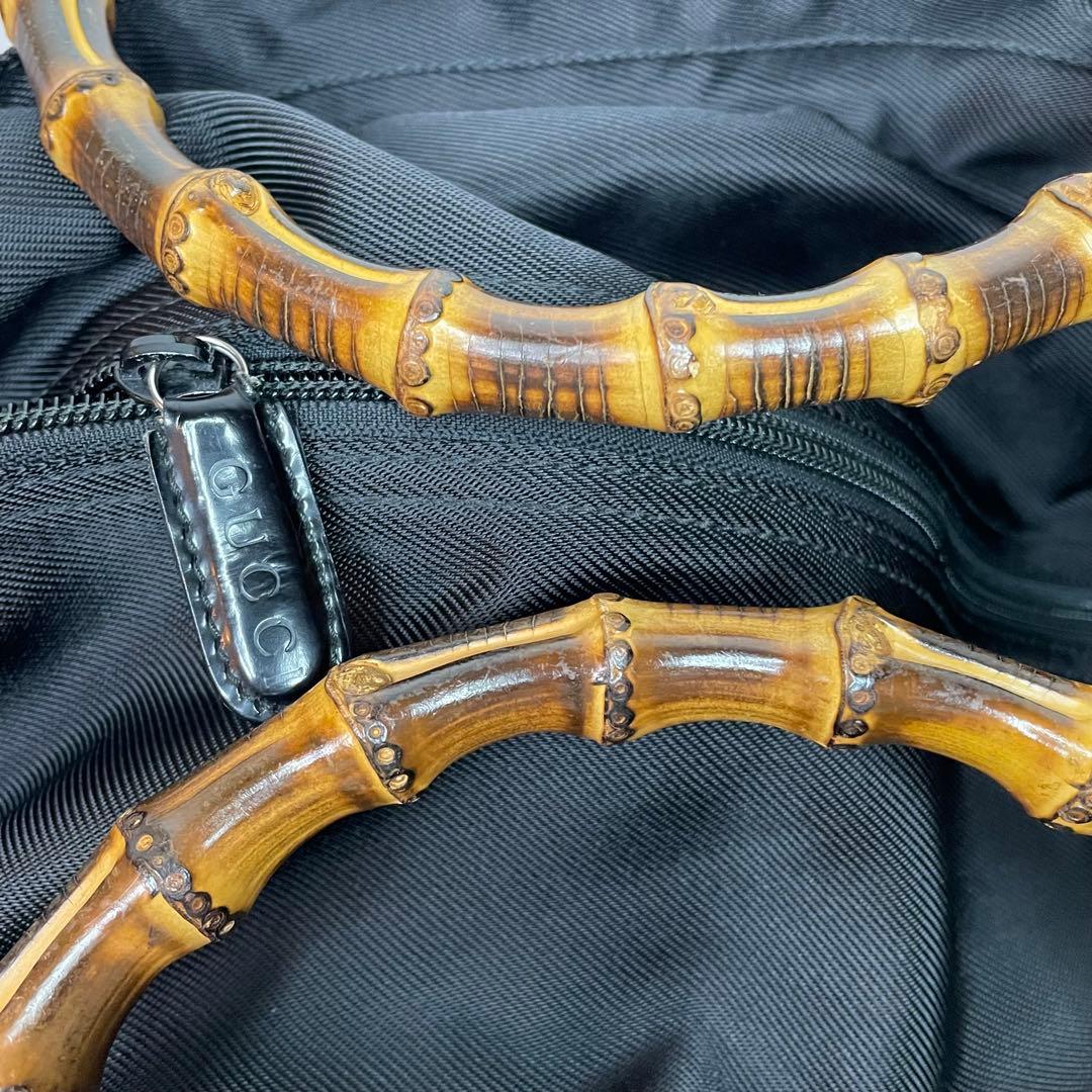 Gucci グッチ　バンブー　ナイロン　トートバッグ　　黒　大容量　旅行