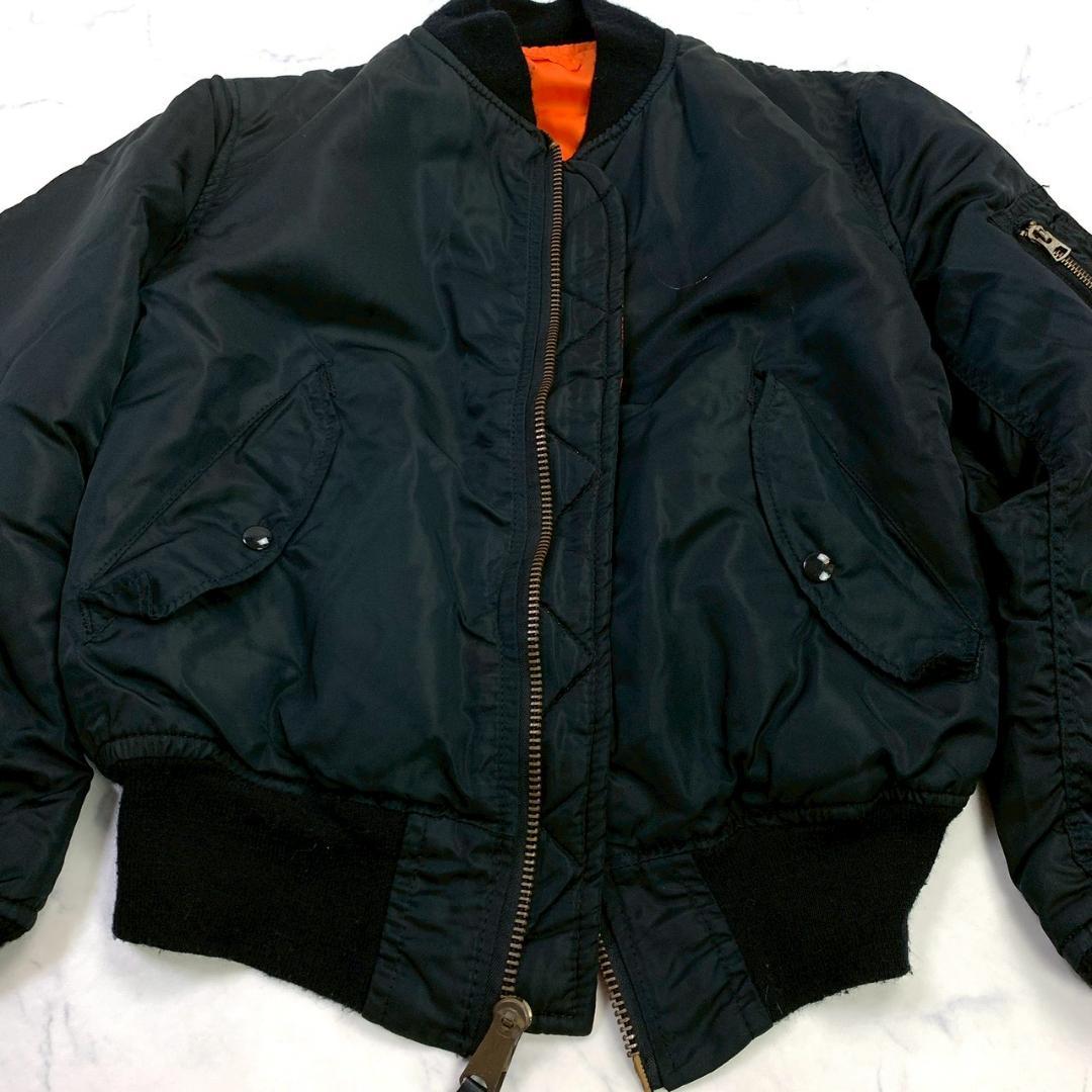 80s USA製 ALPHA MA-1 フライトジャケット 黒 M　D961