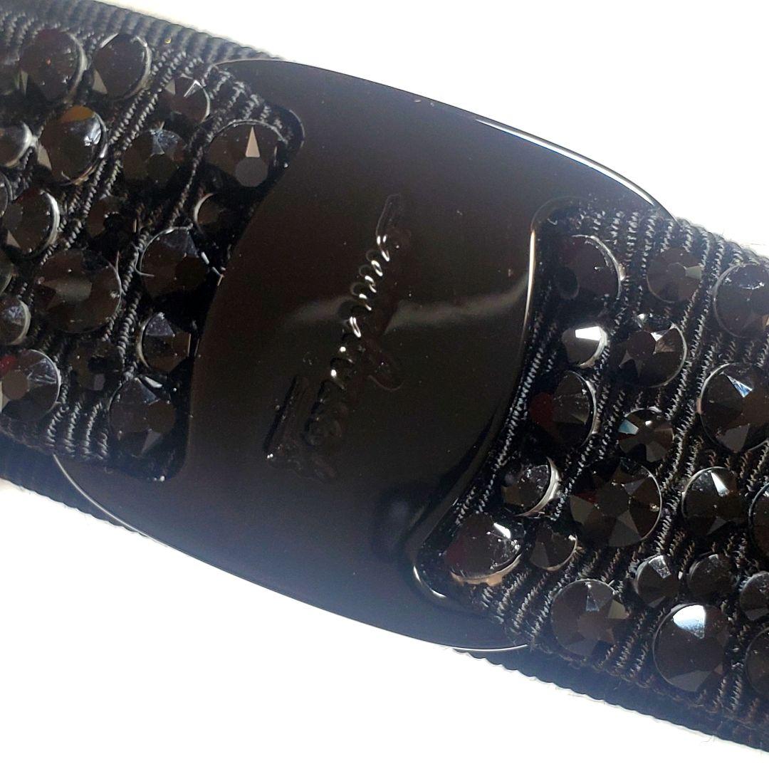 【箱つき☆極美品】フェラガモ ブラック×ブラックビジュー カチューシャH-008