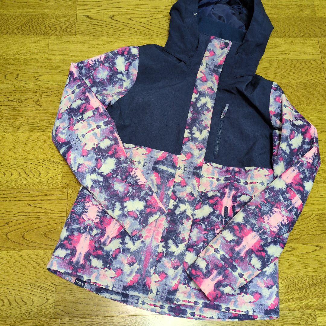 ROXY　スノボウェア　上下セット　Ｍ　総柄　ネイビー　キャメルブラウン