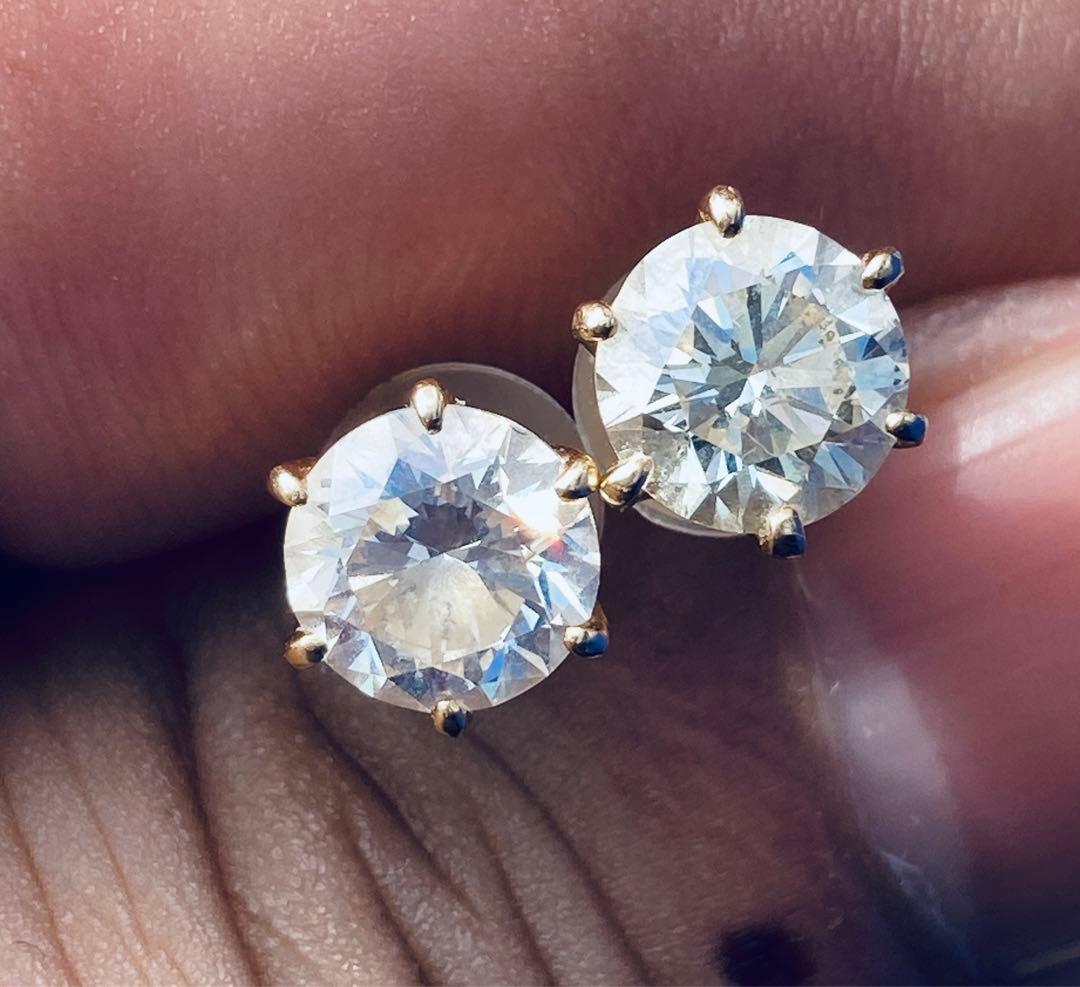 一粒 ダイヤ ピアス 2ct k18