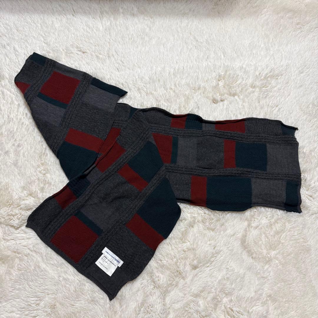 COMME des GARÇONS パッチワークデザイン ニットマフラー