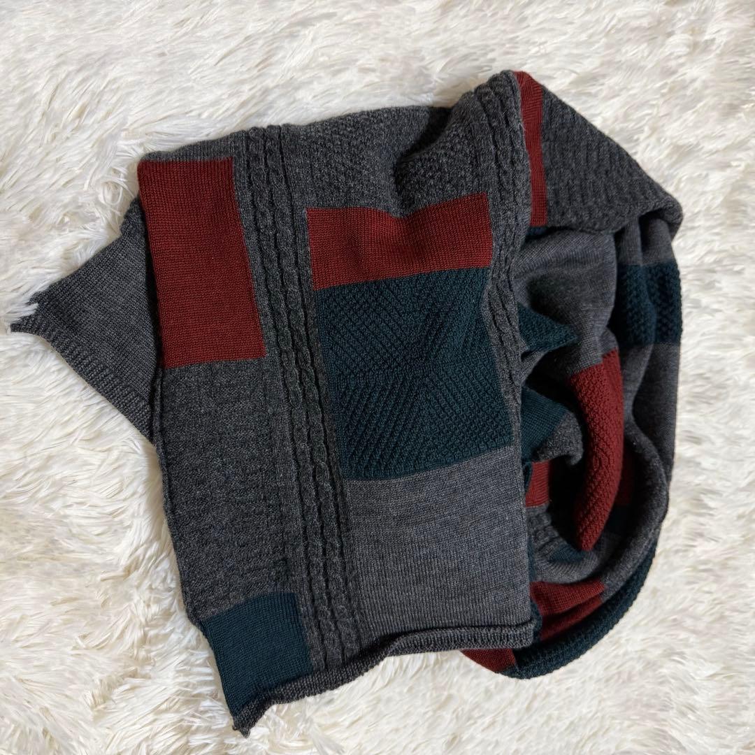 COMME des GARÇONS パッチワークデザイン ニットマフラー