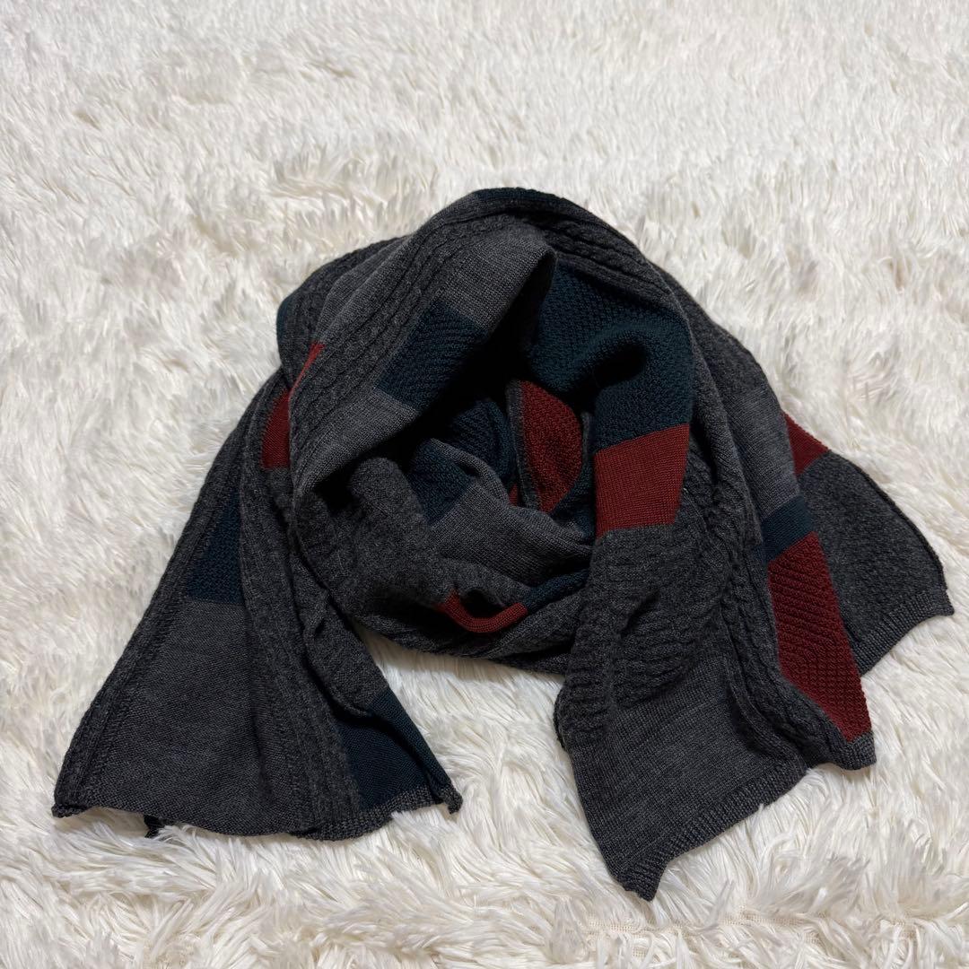 COMME des GARÇONS パッチワークデザイン ニットマフラー