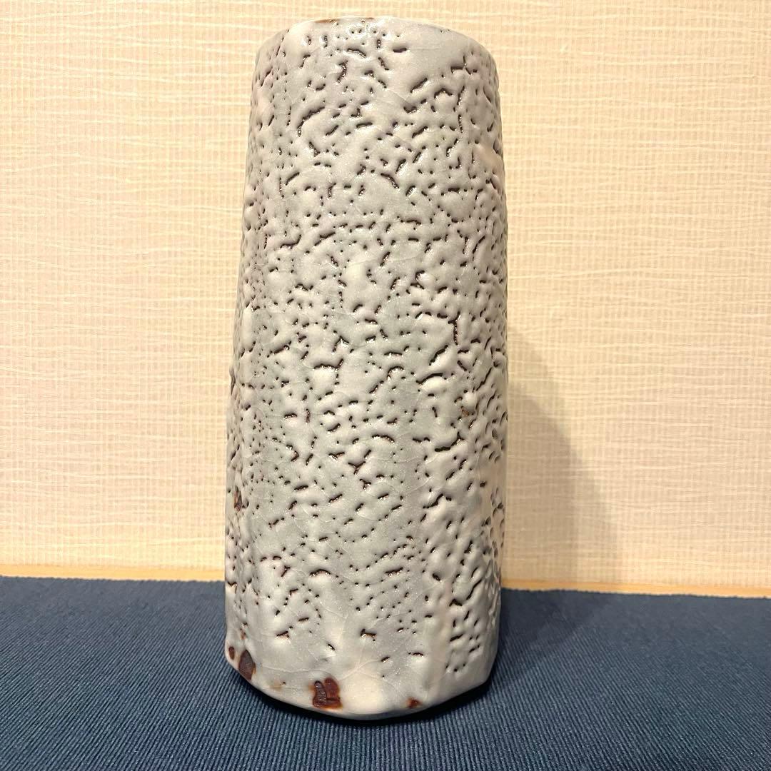 安藤日出武 仙人窯 志野焼 花器 花入 重要無形文化財保持者 共箱 共布