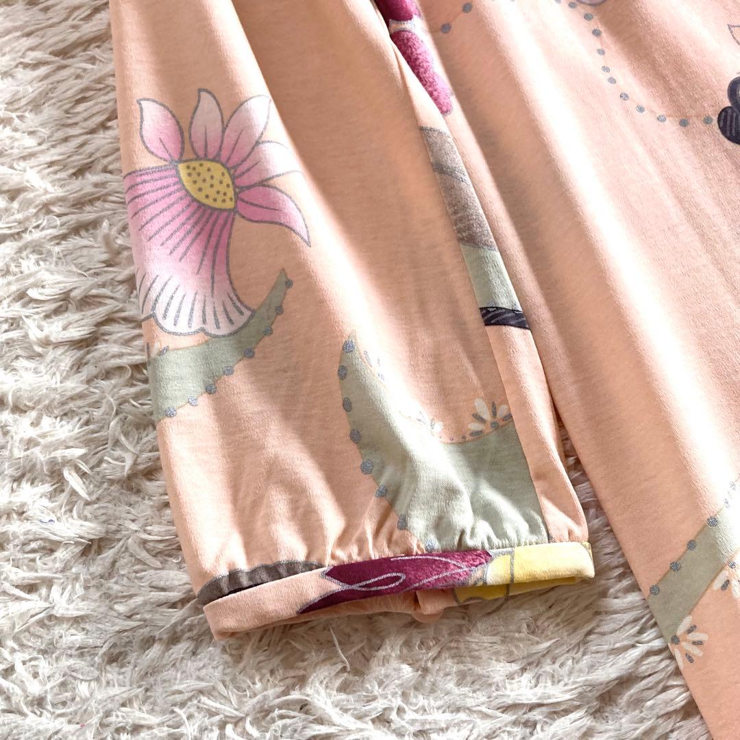 【極美品】レオナール ボタニカルワンピース フラワートリム 花柄 Aライン