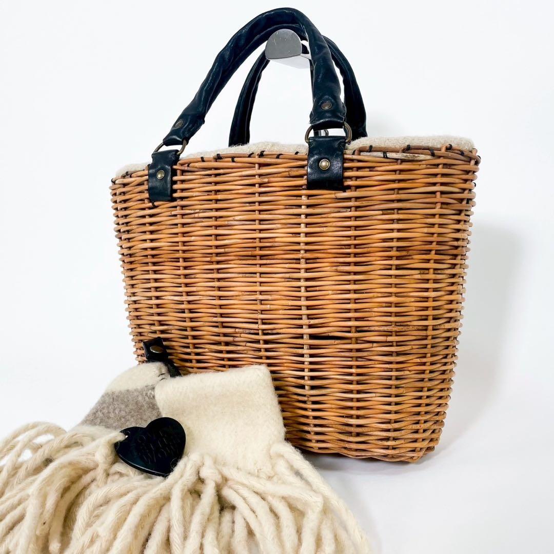 極美品 ebagos エバゴス ブランケット付きカゴバッグ トートバッグ ハート