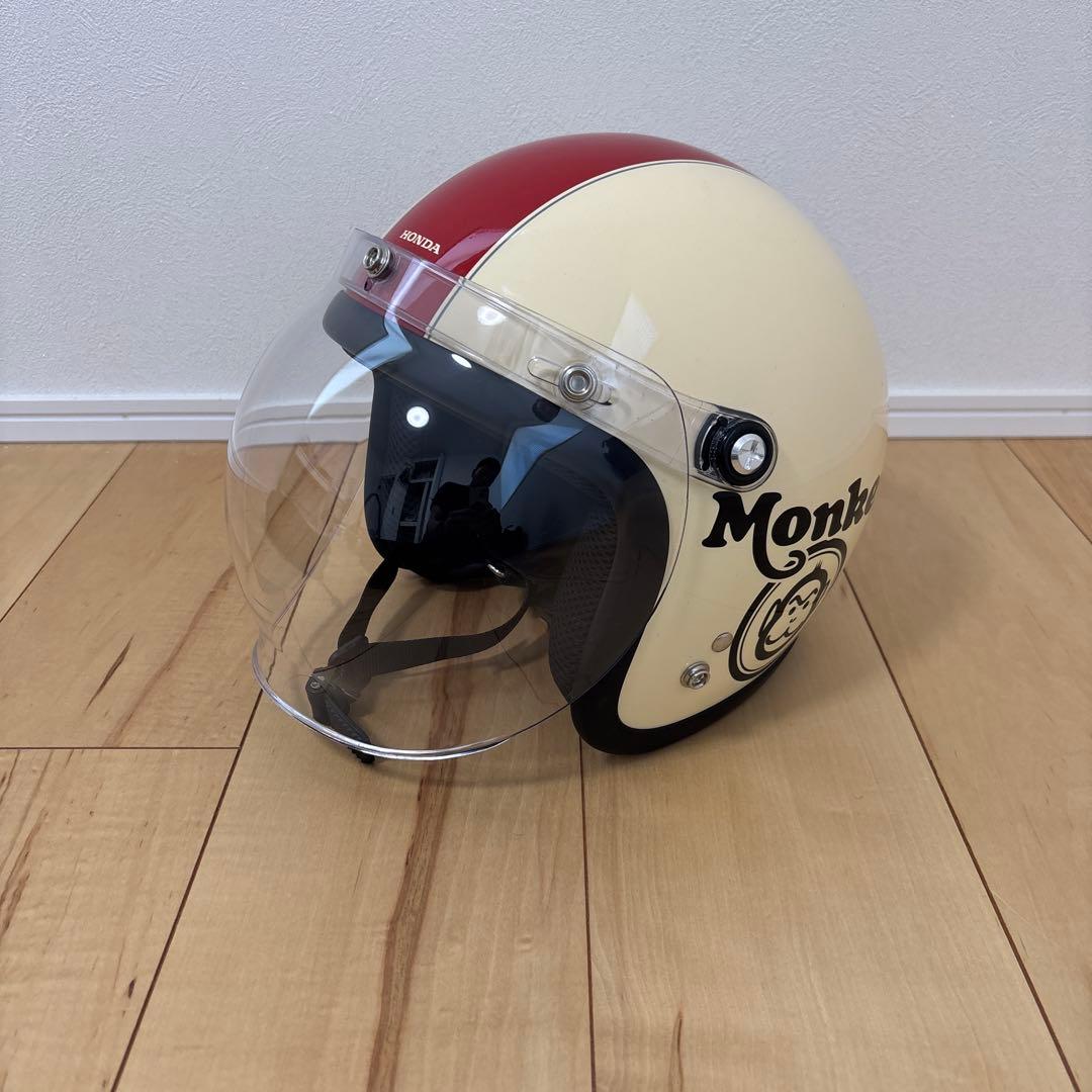 ホンダ モンキー ジェットヘルメット クリーム/赤