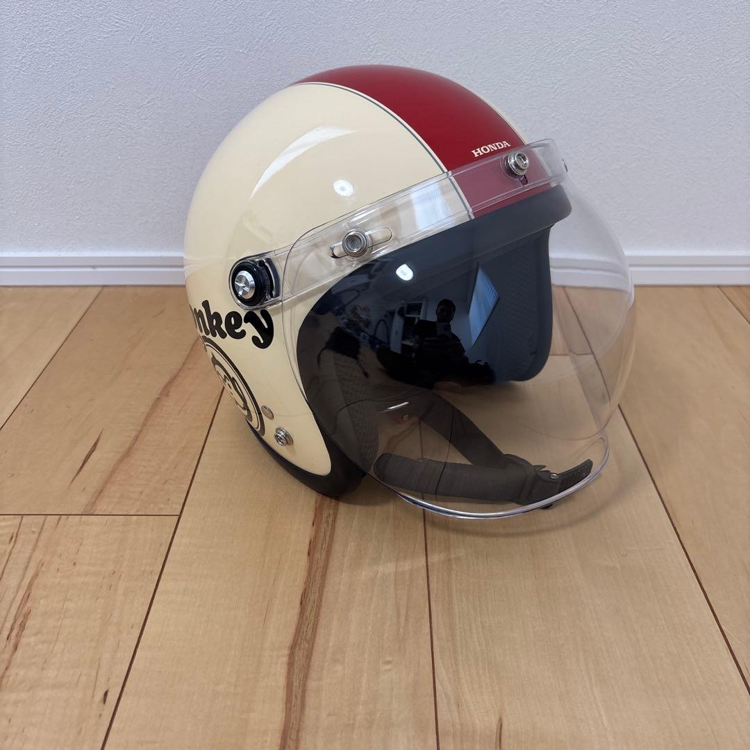 ホンダ モンキー ジェットヘルメット クリーム/赤