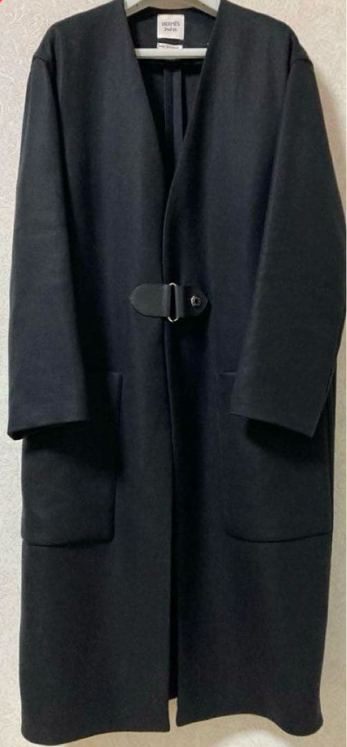 美品エルメス　ノーカラーコート