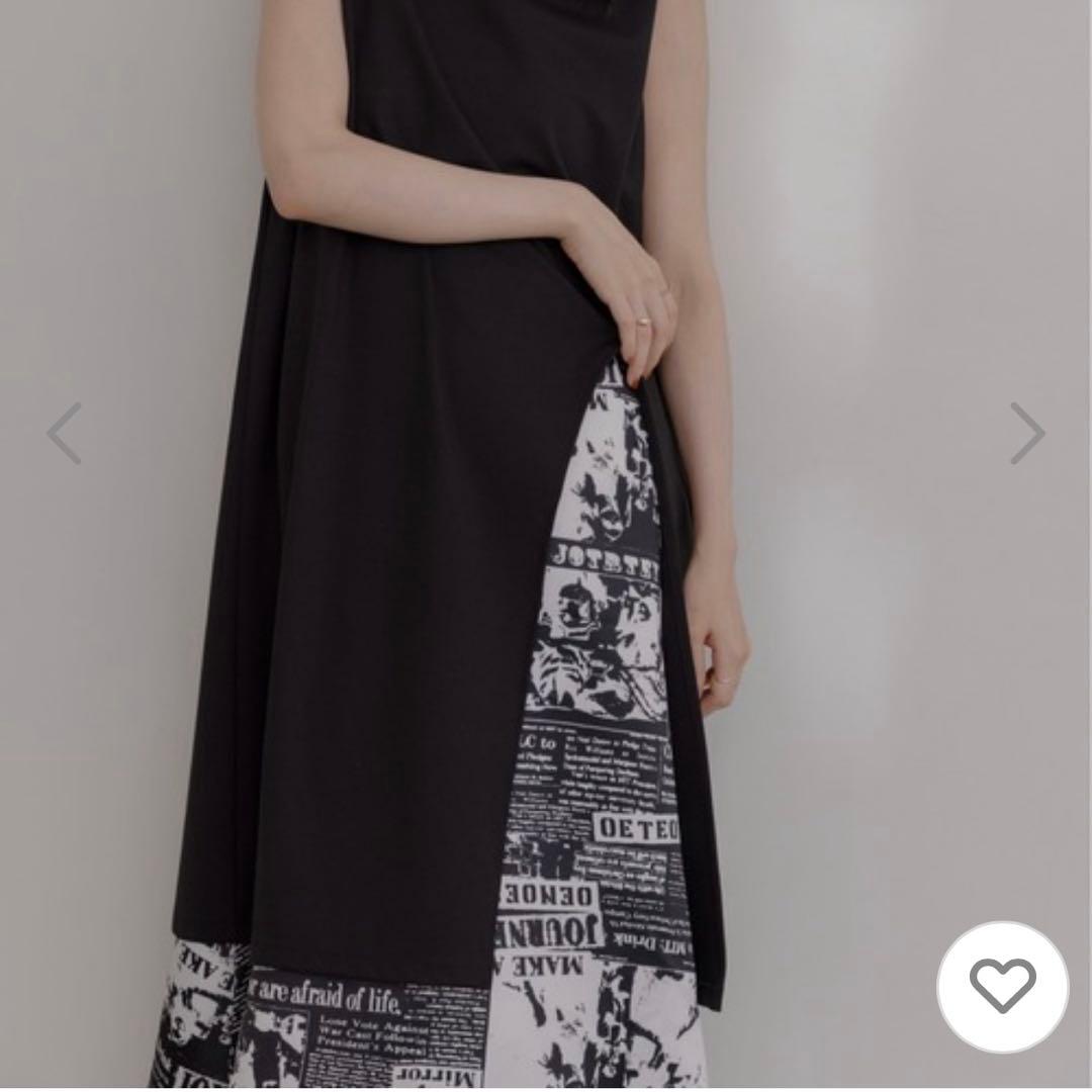 Eimee Law アシンメトリー ニュースペーパー柄ワンピース