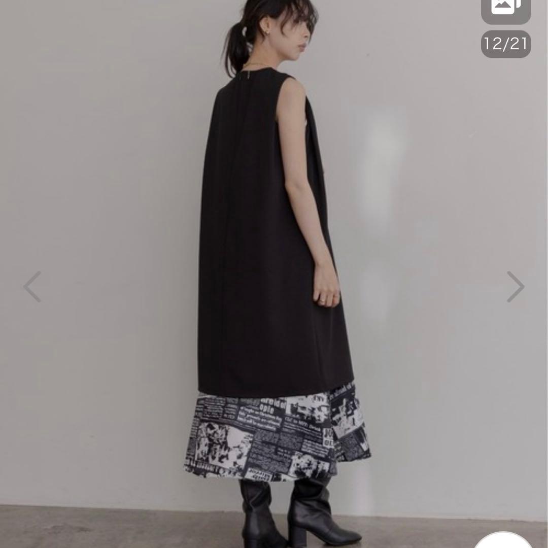 Eimee Law アシンメトリー ニュースペーパー柄ワンピース