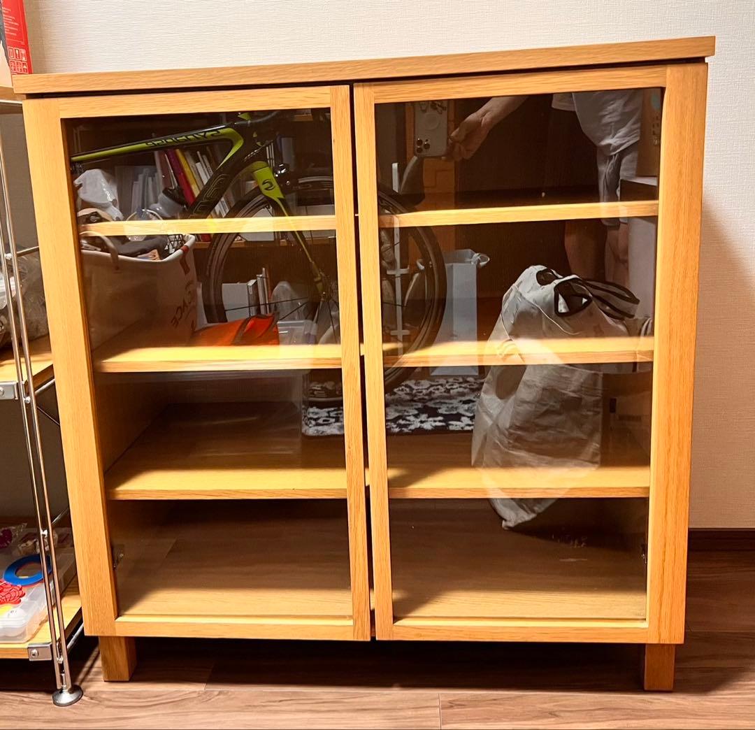 無印良品 木製ガラス扉キャビネット オーク 幅80×奥行40×高83