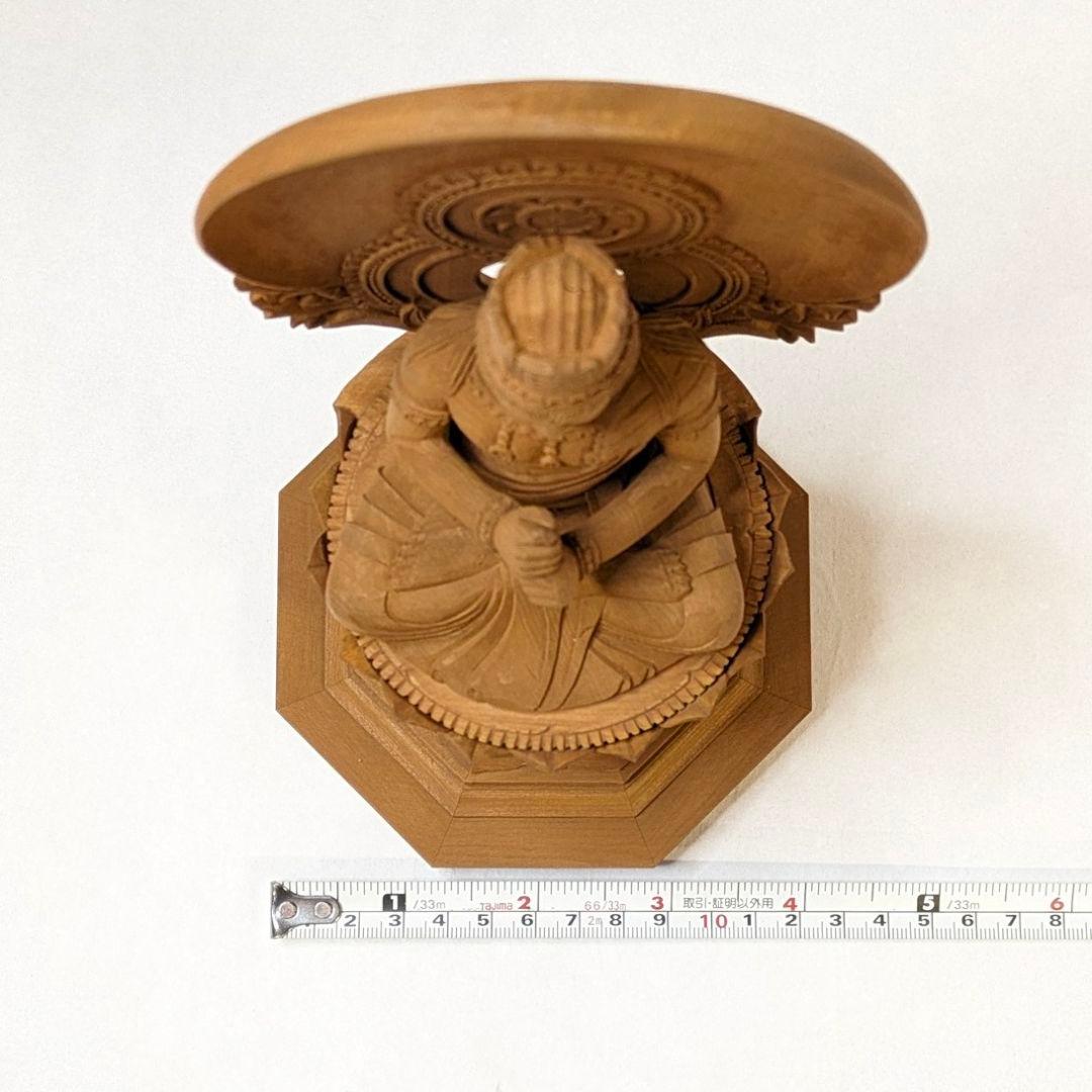 【フォロー割・新品】 大日如来　紅檀　八角台座付　総高さ約23.5㎝　上彫　仏像
