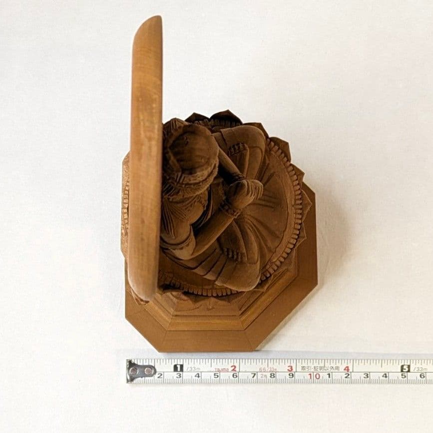 【フォロー割・新品】 大日如来　紅檀　八角台座付　総高さ約23.5㎝　上彫　仏像