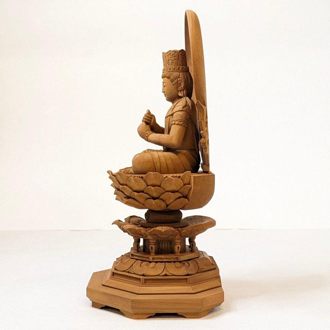 【フォロー割・新品】 大日如来　紅檀　八角台座付　総高さ約23.5㎝　上彫　仏像