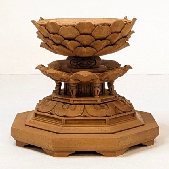 【フォロー割・新品】 大日如来　紅檀　八角台座付　総高さ約23.5㎝　上彫　仏像