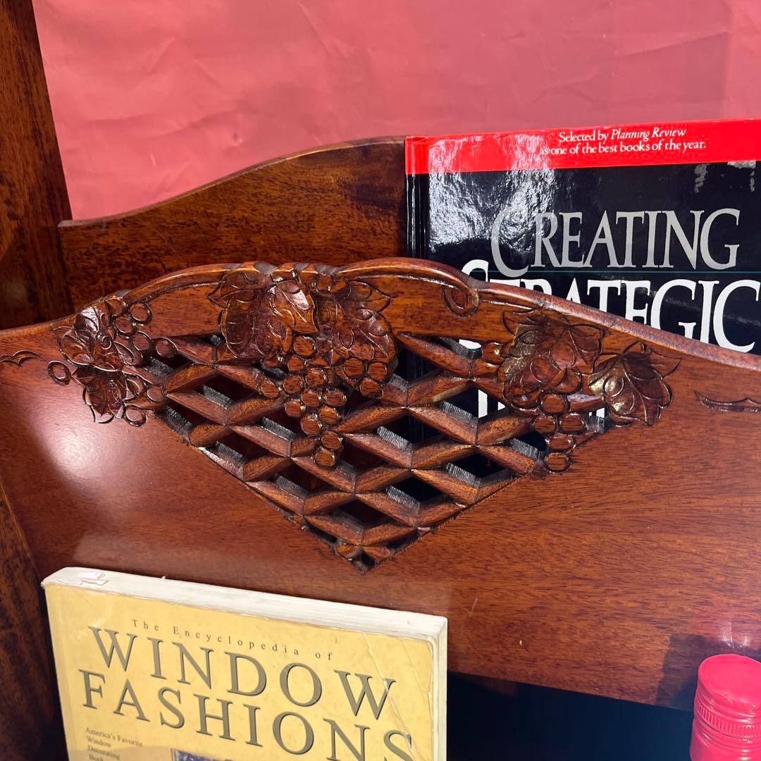 ツンデレ 希少美品　アンティークPT 吉川 葡萄園 カービング２段ラック棚