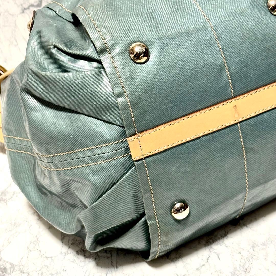 【極美品】トッズ　ナイロン　トートバッグ ショルダーバッグ　2way グリーン