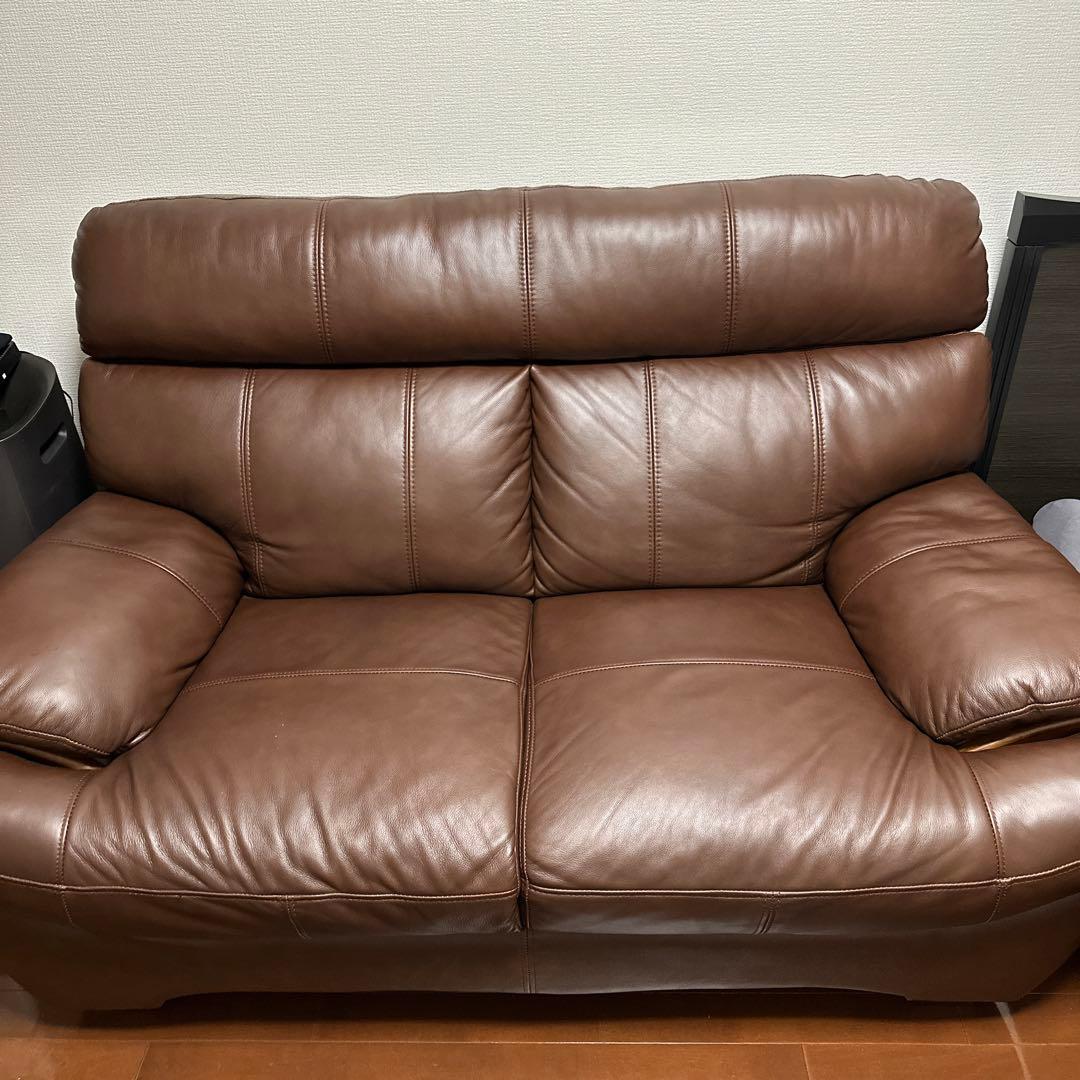 【定価98800円】ダークブラウン 2人掛けハイバックソファ