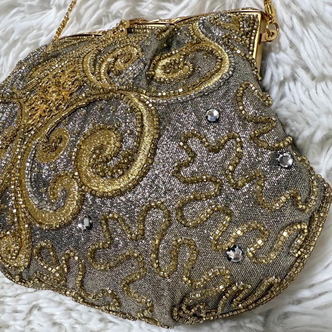 美品 花井幸子 YUKIKO HANAI ビーズ 刺繍 パーティー バッグ 和装