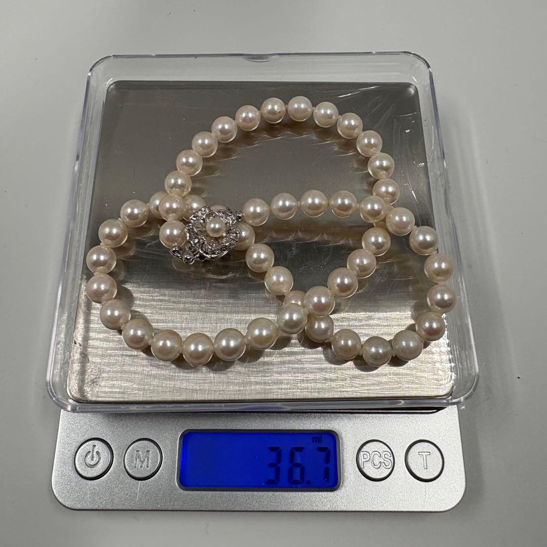 テリ強/本真珠 パール ネックレス シルバー金具 7.5~7.9 43cm