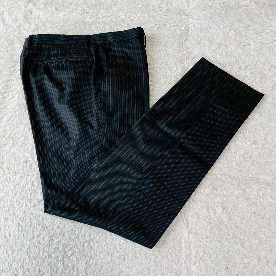 美品　ニコル　スーツ　セットアップ　グレー　48　裏地ペイズリー　ストライプ