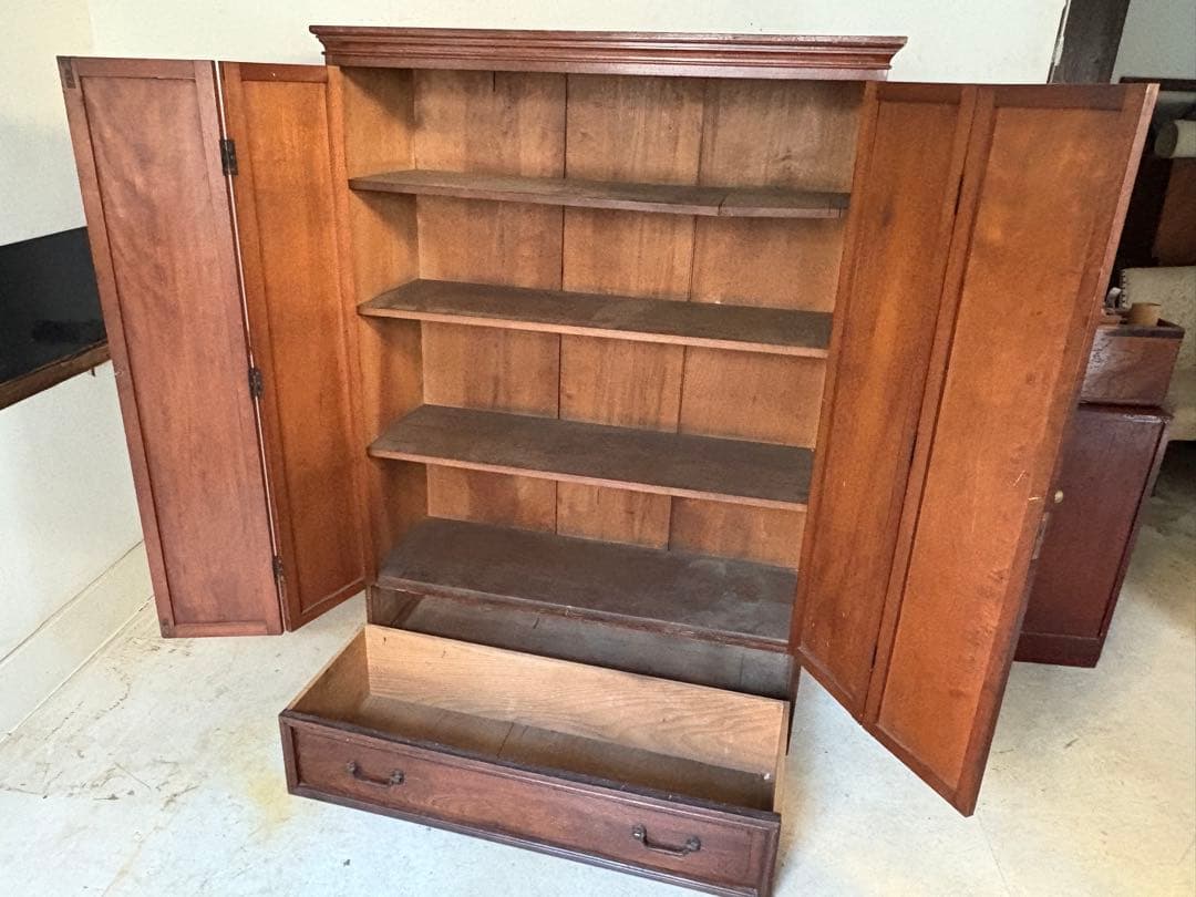 木製 4枚扉 収納 キャビネット 観音開き