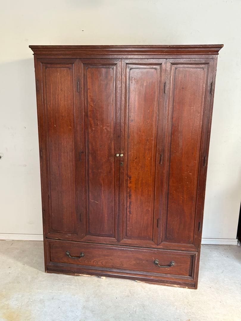 木製 4枚扉 収納 キャビネット 観音開き