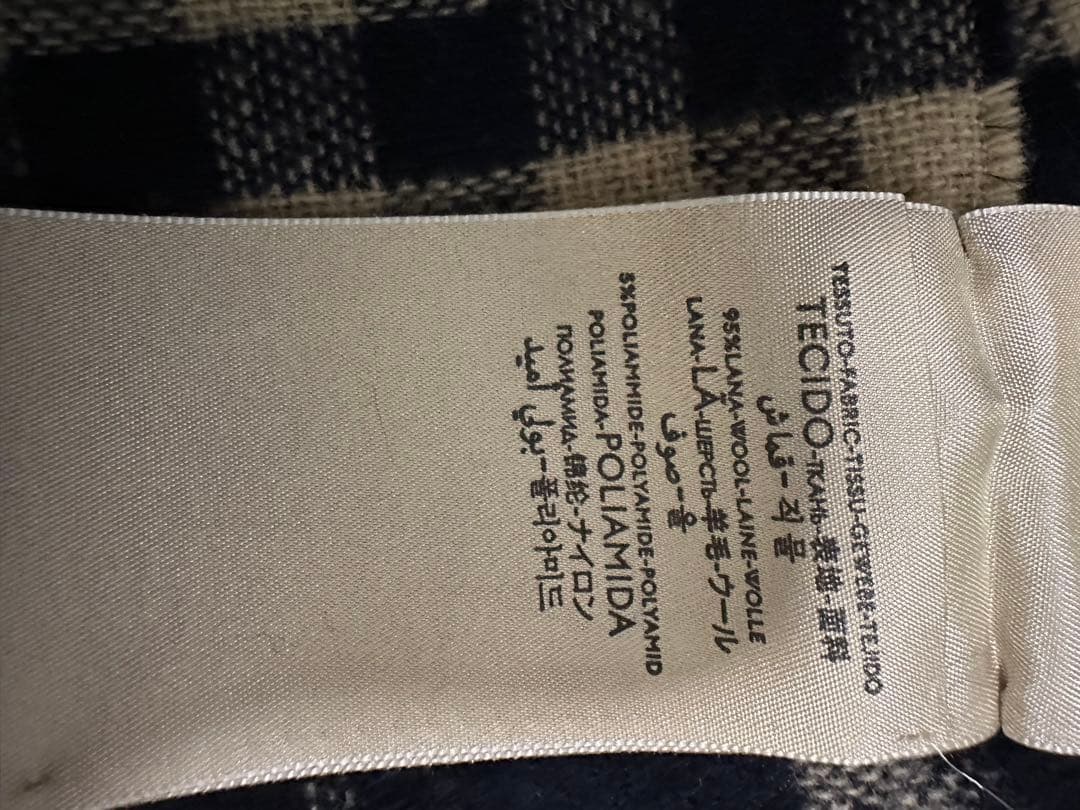 GUCCI チェック柄マフラー ネイビー/ベージュ