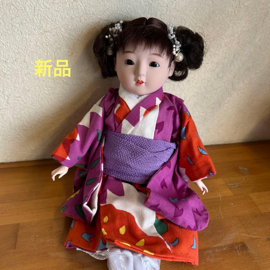 新品　市松人形 着せ替え　お座り　カラフルな着物