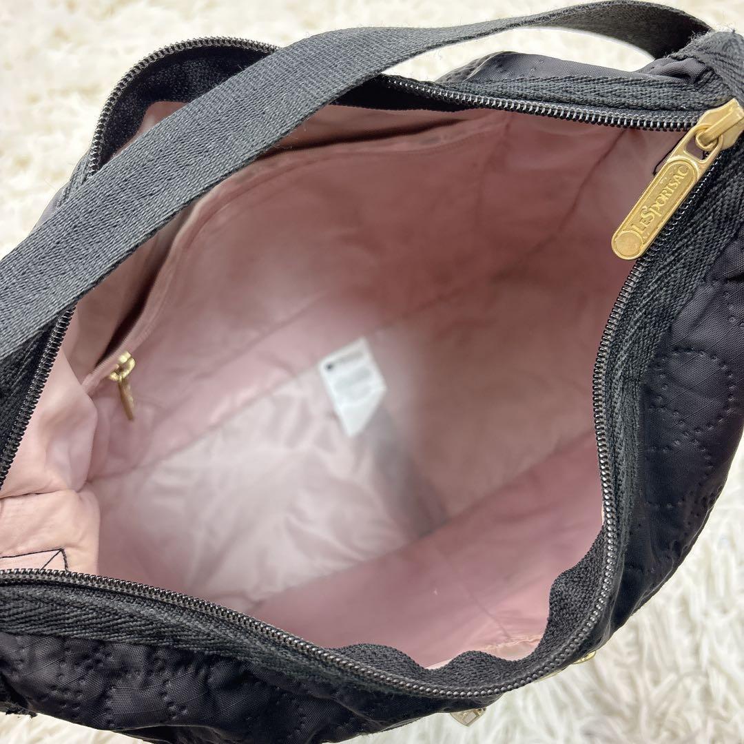LeSportsac レスポートサック キルティング花柄 ショルダーバッグ 黒