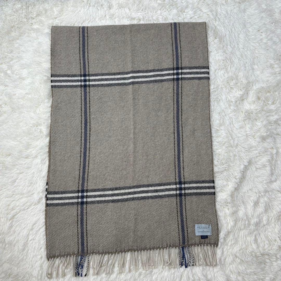 BEGG&CO✨トゥモローランド✨大判マフラーストール✨チェックアンゴラウール混