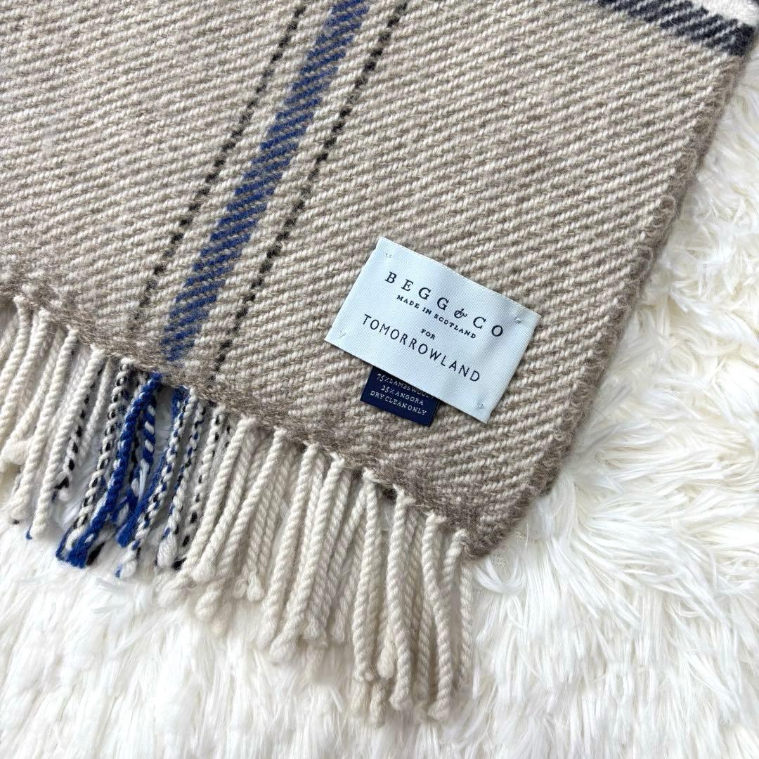 BEGG&CO✨トゥモローランド✨大判マフラーストール✨チェックアンゴラウール混