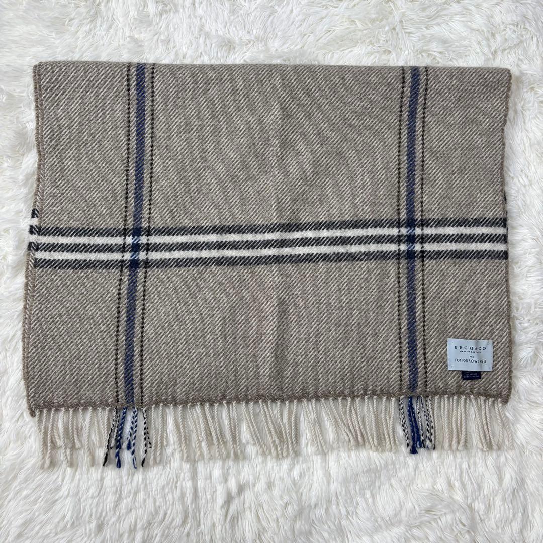BEGG&CO✨トゥモローランド✨大判マフラーストール✨チェックアンゴラウール混
