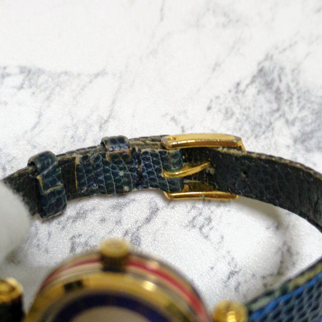 可動　Gucci ゴールド ネイビー アナログシェリーライン腕時計